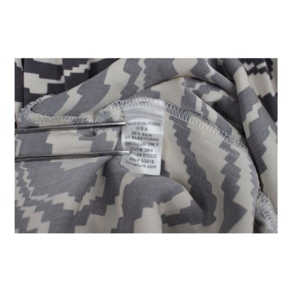 Trina Turk Women Zebra‎ Dress Silk Size 2 Gray Cream Short Sleeve Shift Belted - Picture 8 of 12